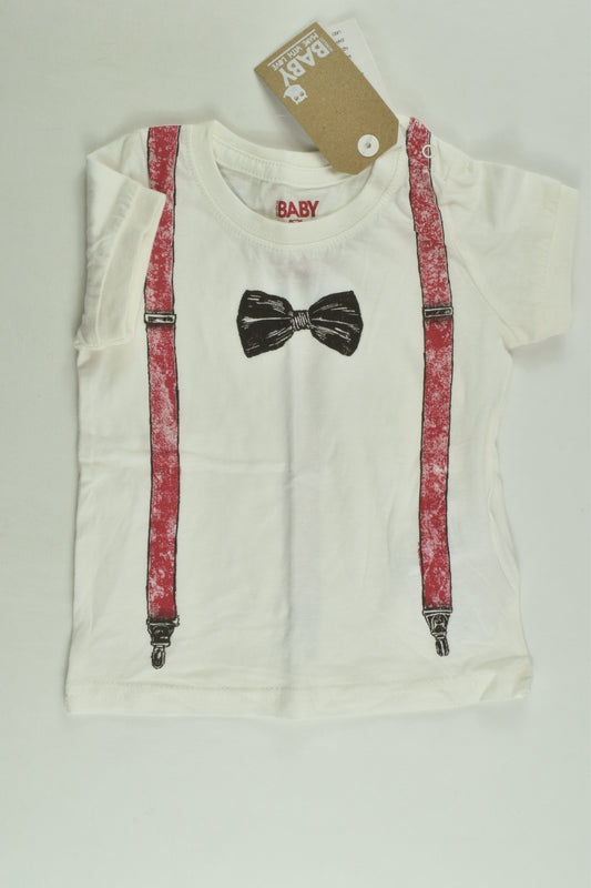 NEW Cotton On Baby Size 1 Suspenders and Bow T-shirt