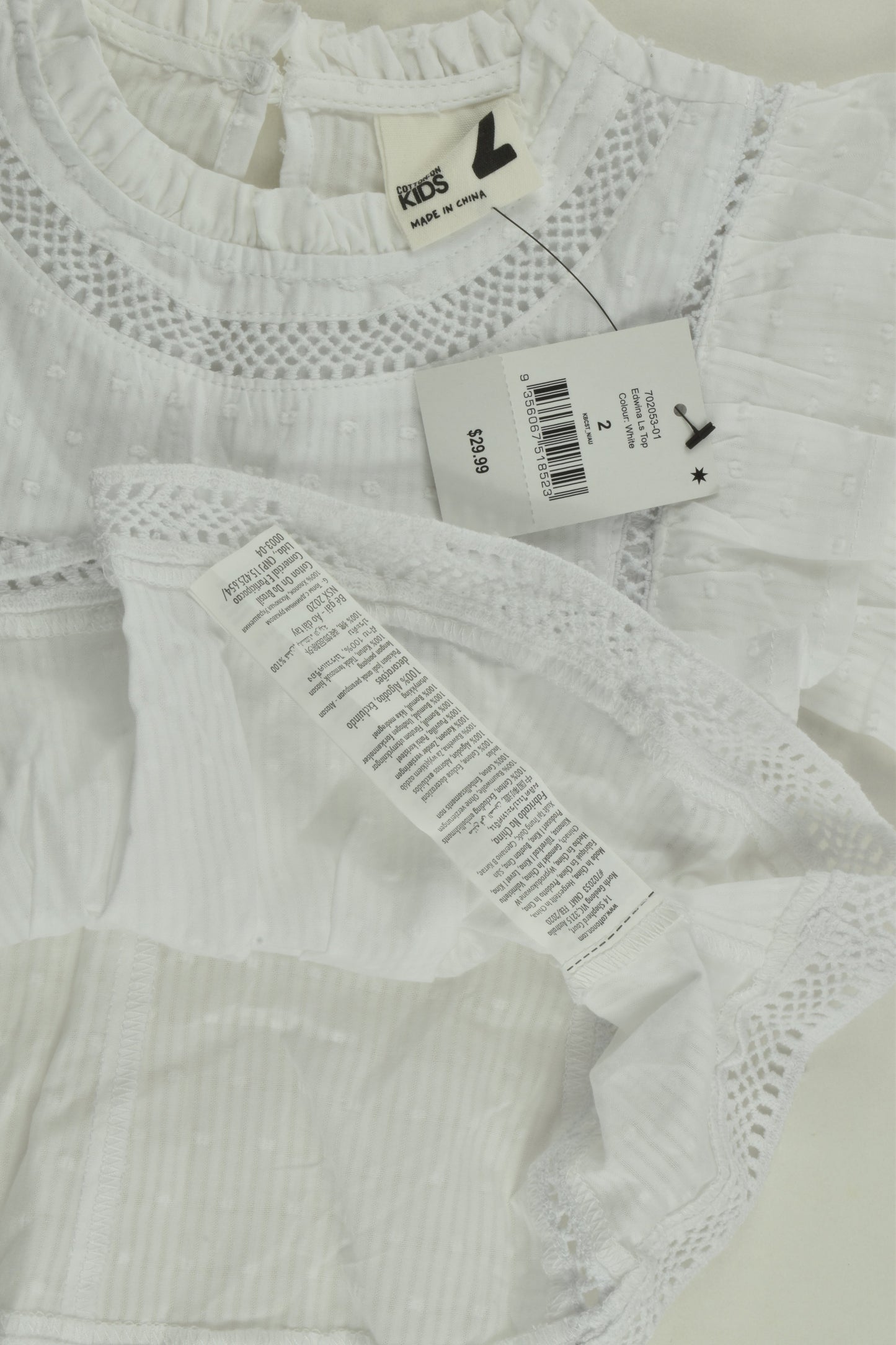 NEW Cotton On Kids Size 2 Blouse