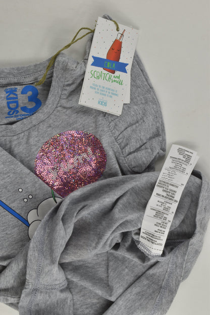 NEW Cotton On Kids Size 3 Ruffle Sleeve Ice Cream T-shirt