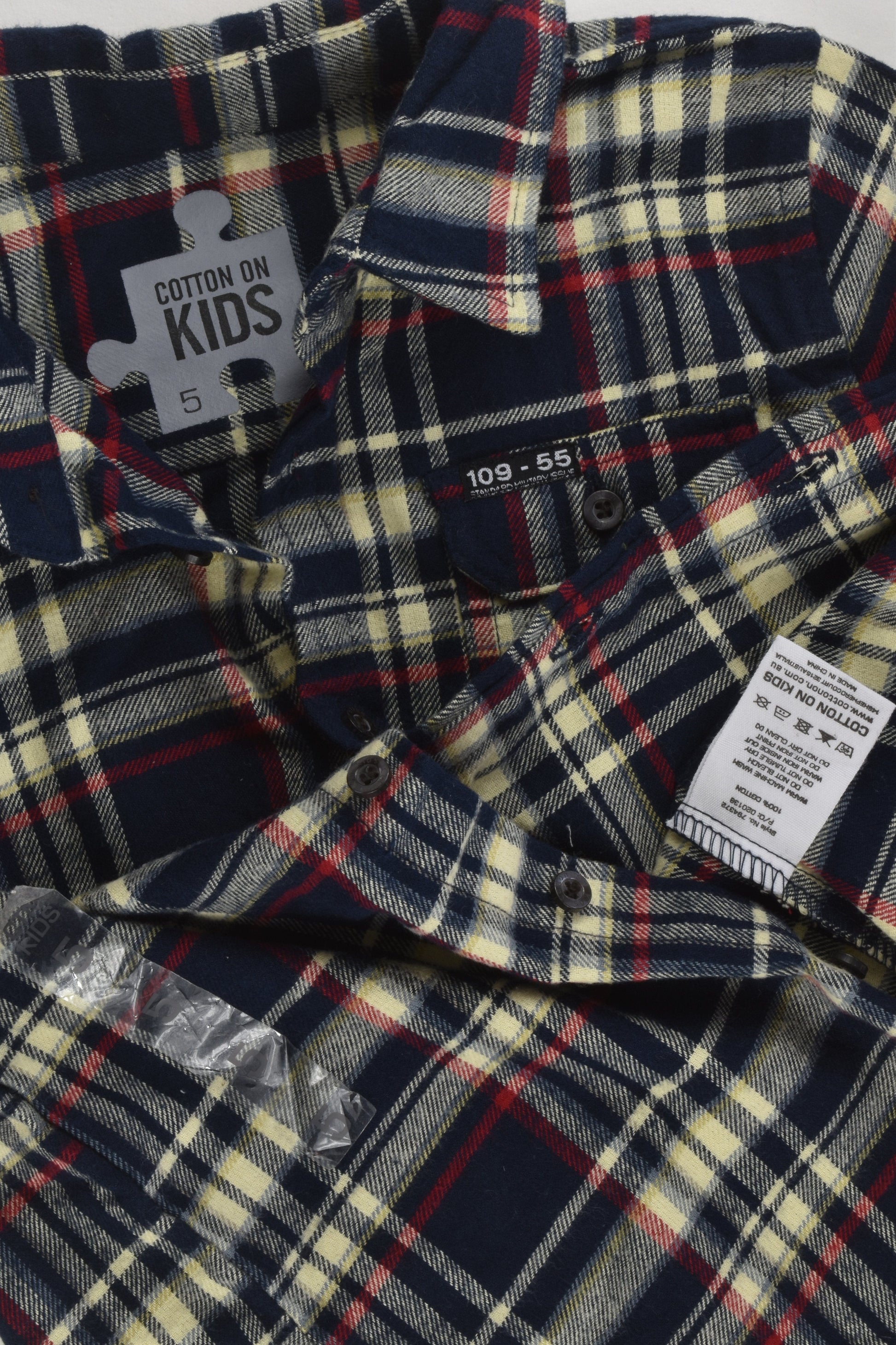 NEW Cotton On Kids Size 5 Checked Flannelette Shirt