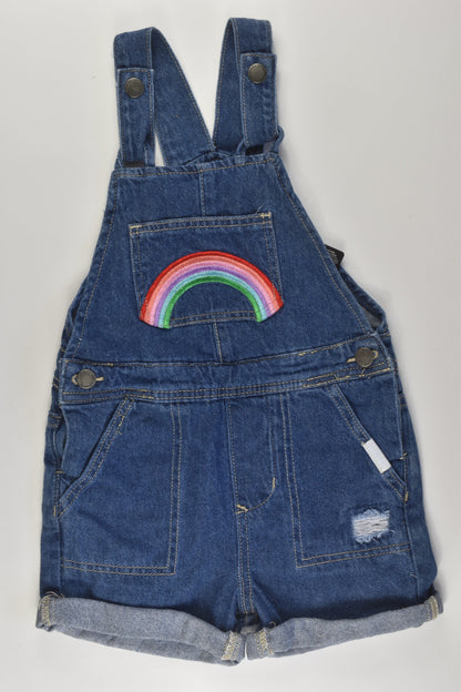 NEW Cotton On Kids Size 6 Rainbow Short Denim Overalls