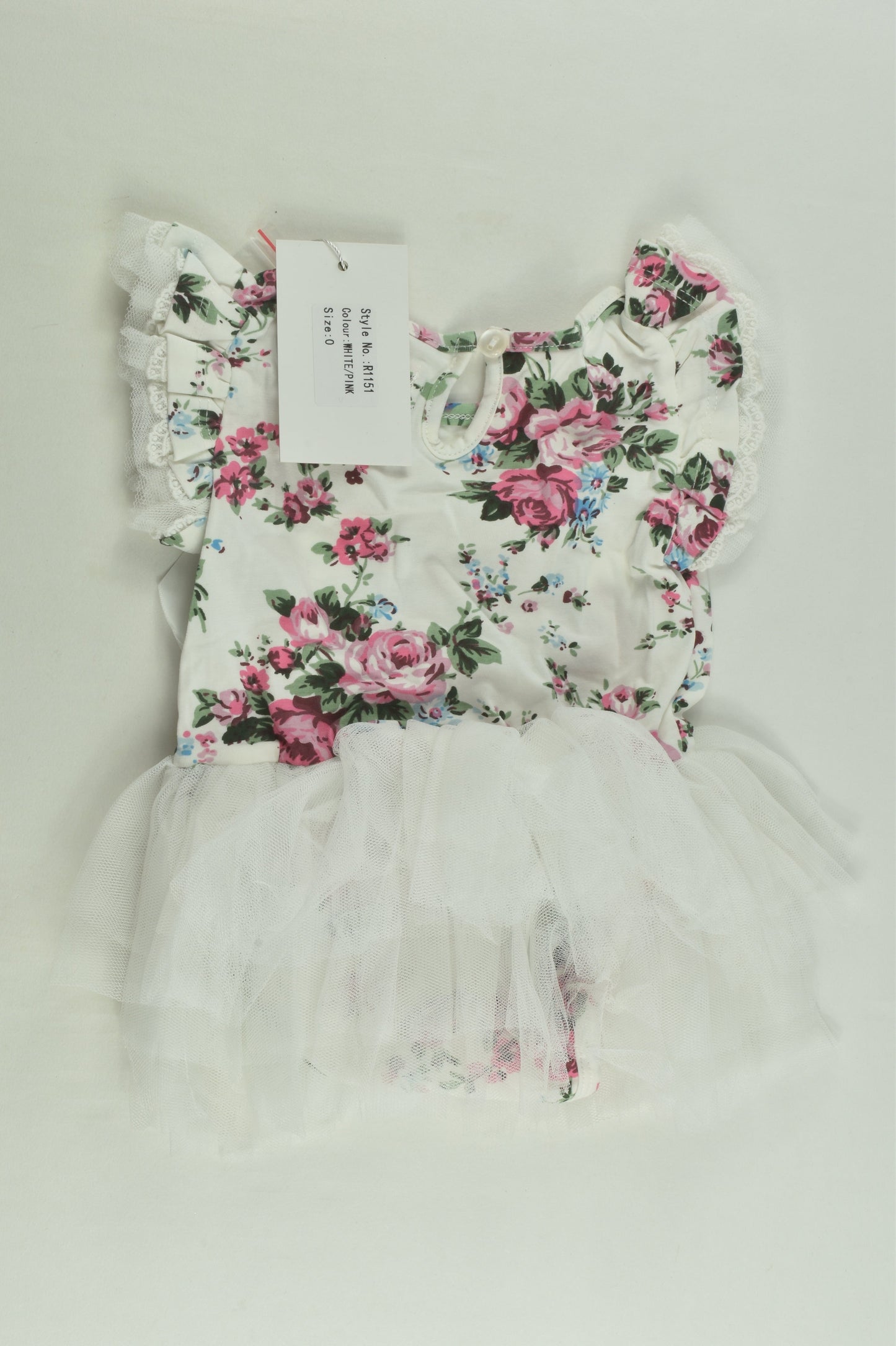 NEW Designer Kidz Size 0 Floral Tulle Bodysuit