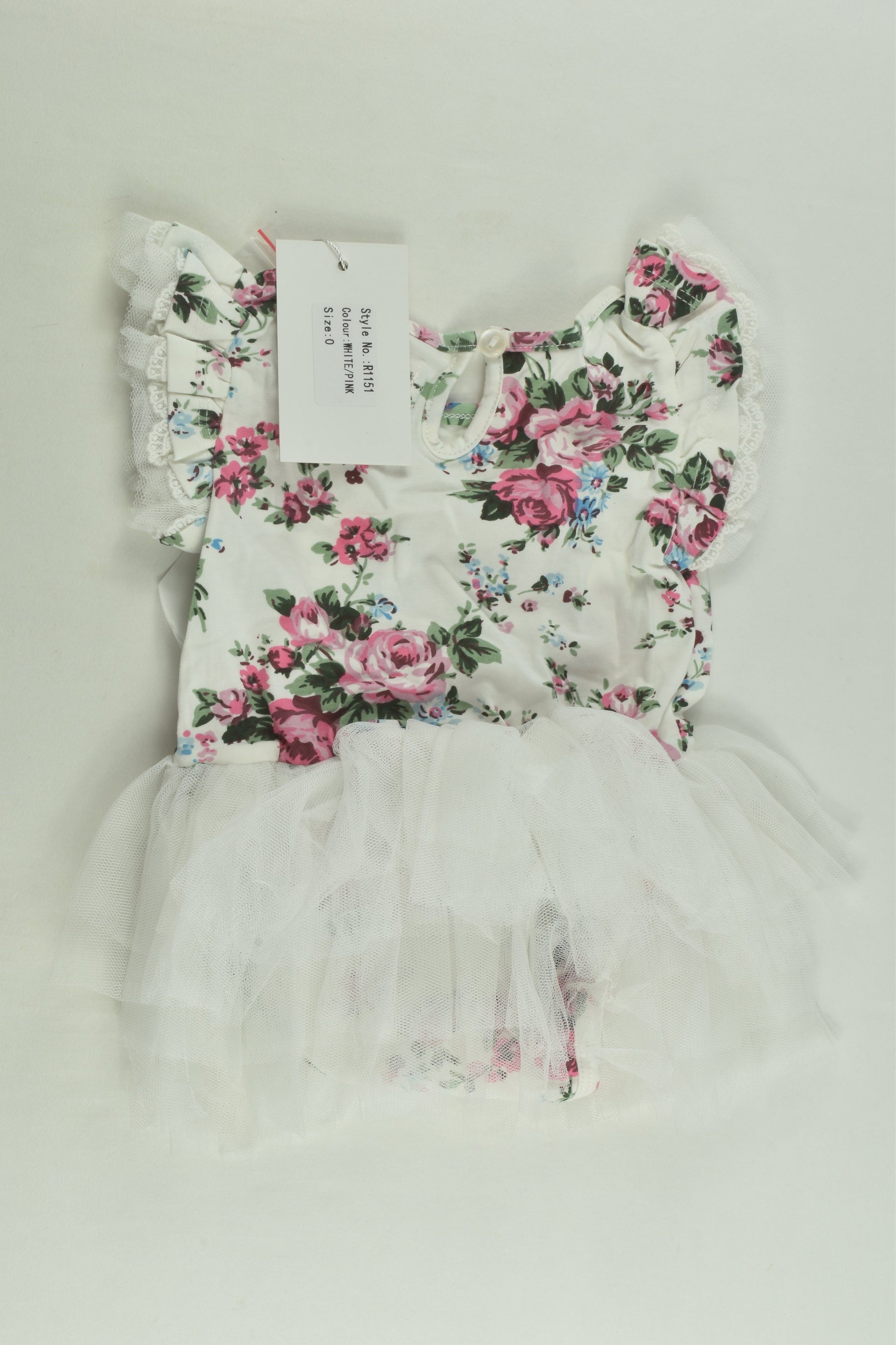 NEW Designer Kidz Size 0 Floral Tulle Bodysuit