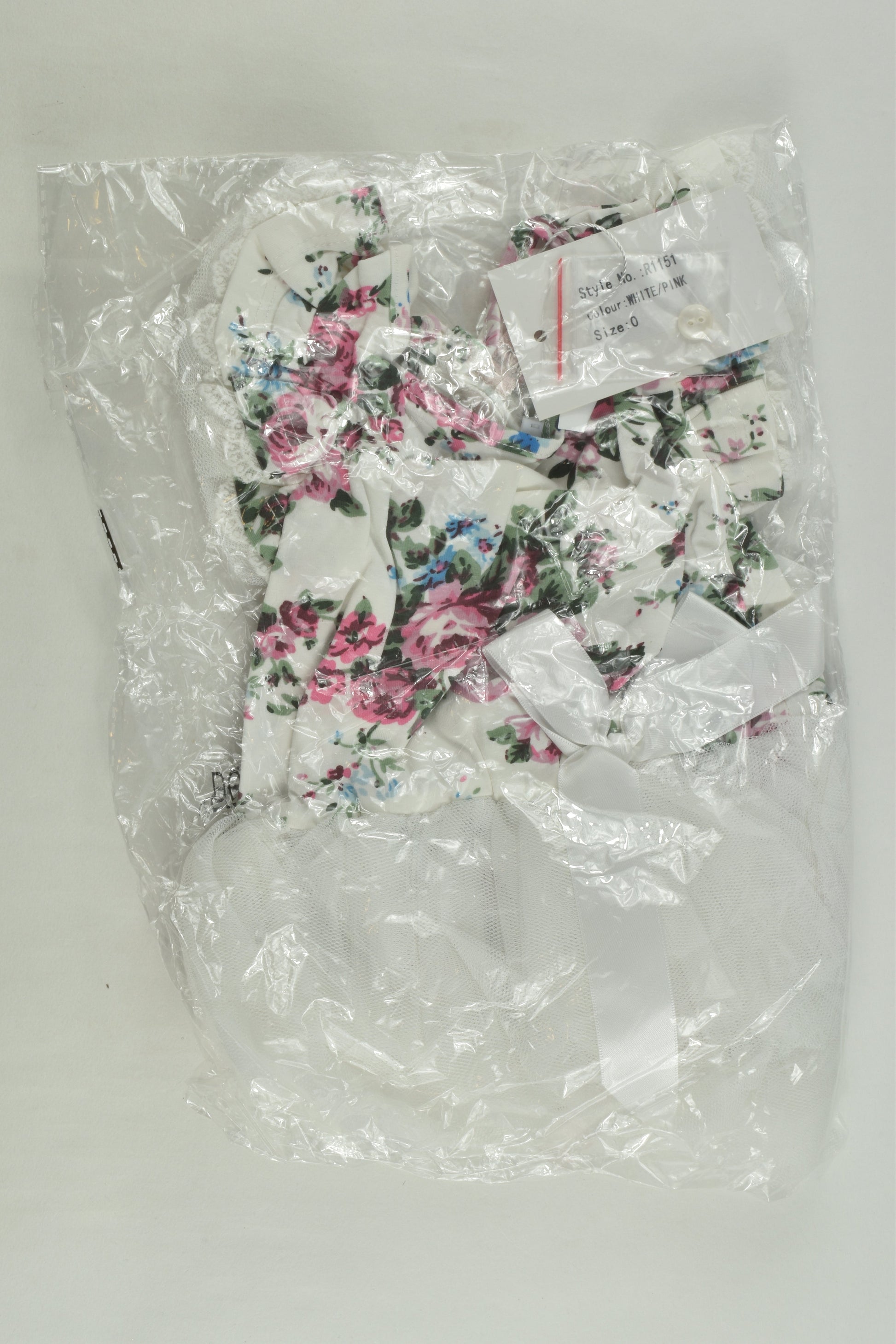NEW Designer Kidz Size 0 Floral Tulle Bodysuit