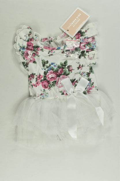 NEW Designer Kidz Size 0 Floral Tulle Bodysuit