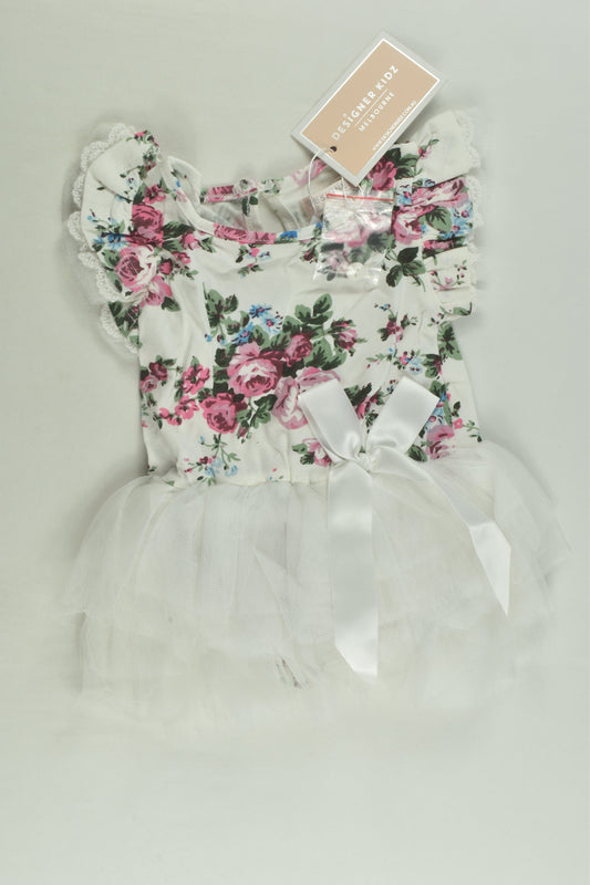 NEW Designer Kidz Size 0 Floral Tulle Bodysuit
