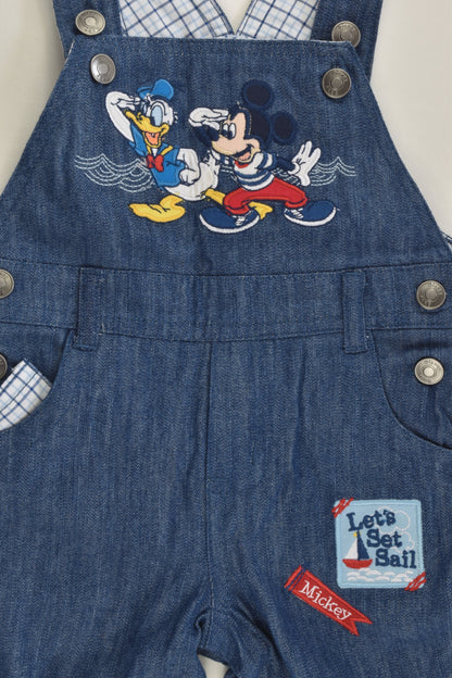 NEW Disney Baby Size 00 (3-6 months, 68 cm) Mickey Mouse and Donald Duck Lightweight Denim Overalls