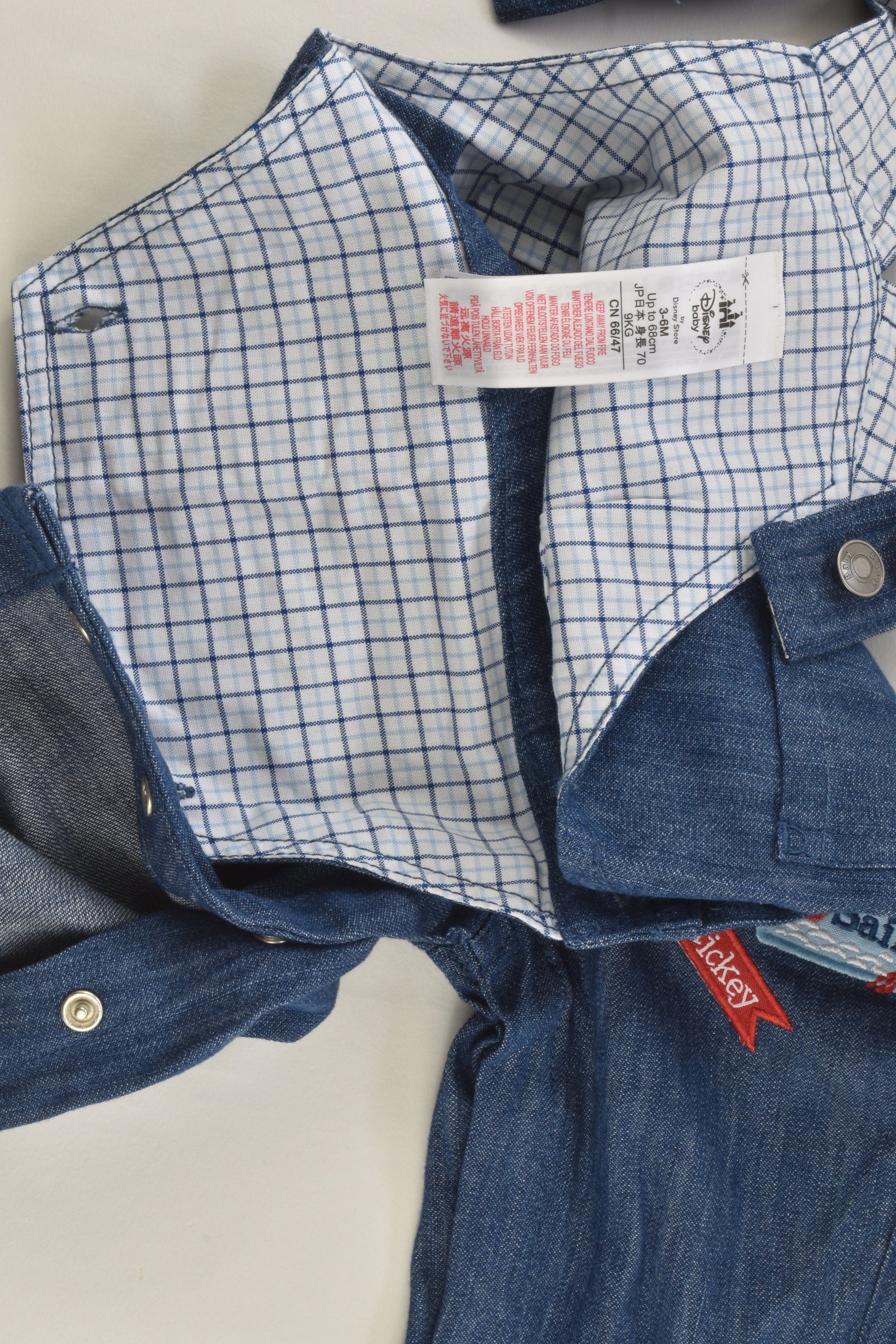 NEW Disney Baby Size 00 (3-6 months, 68 cm) Mickey Mouse and Donald Duck Lightweight Denim Overalls