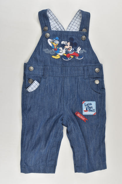 NEW Disney Baby Size 00 (3-6 months, 68 cm) Mickey Mouse and Donald Duck Lightweight Denim Overalls