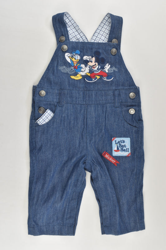 NEW Disney Baby Size 00 (3-6 months, 68 cm) Mickey Mouse and Donald Duck Lightweight Denim Overalls