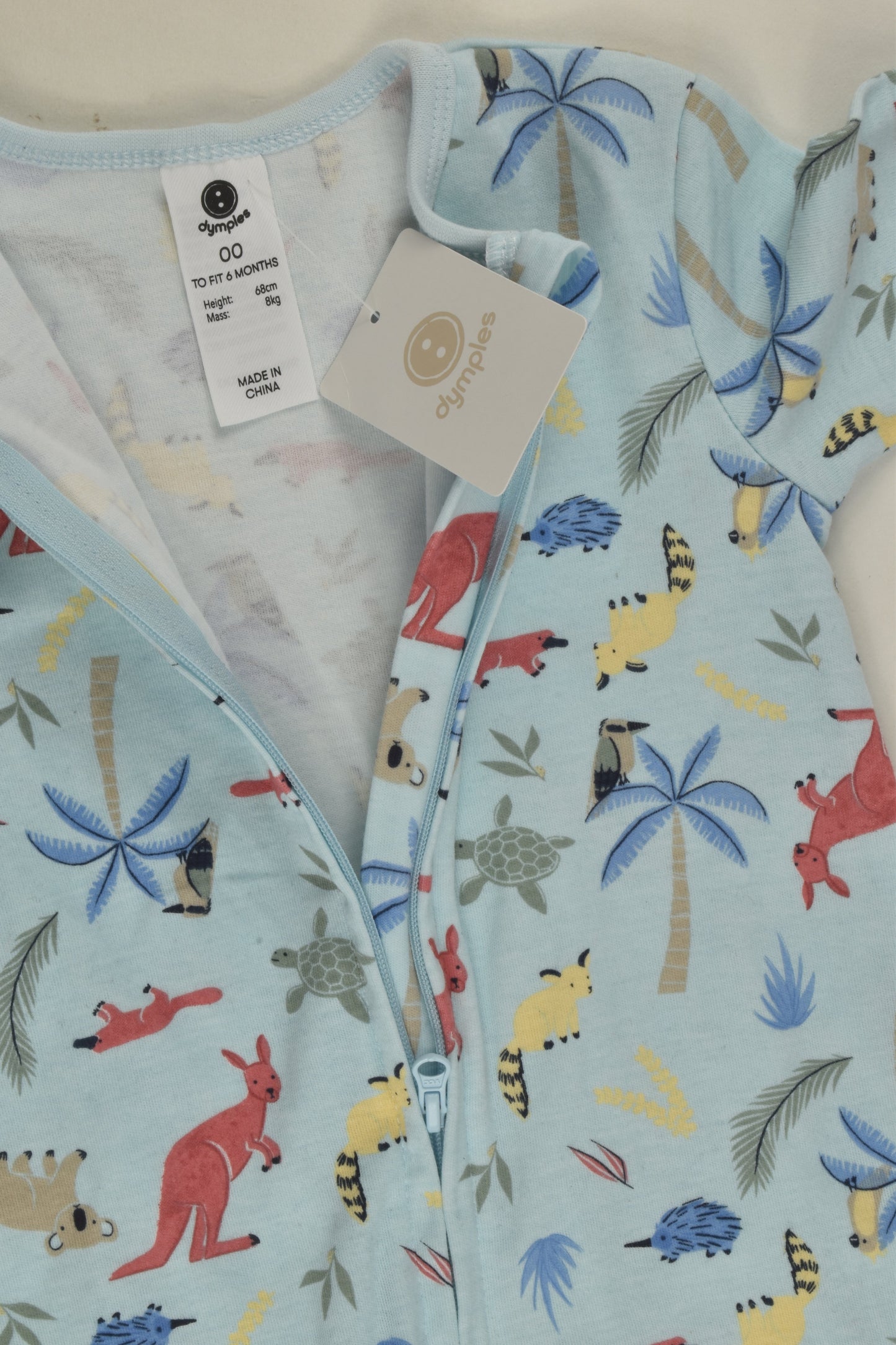 NEW Dymples Size 00 Australian Animals Footed Romper