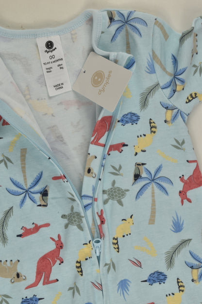 NEW Dymples Size 00 Australian Animals Footed Romper