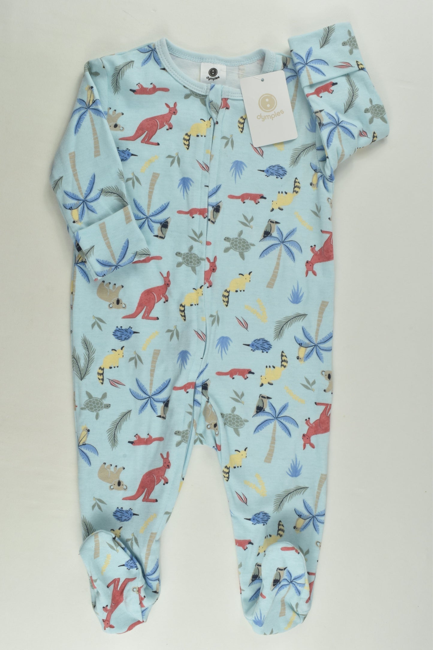 NEW Dymples Size 00 Australian Animals Footed Romper
