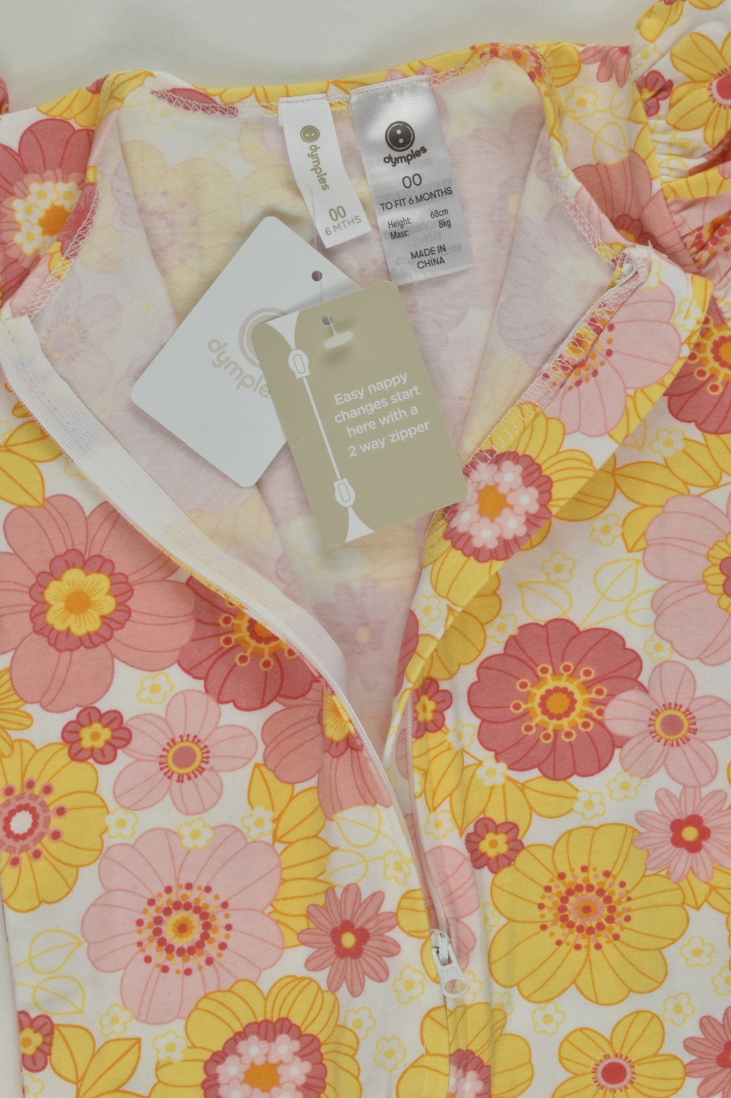 NEW Dymples Size 00 Retro Flowers Footed Romper