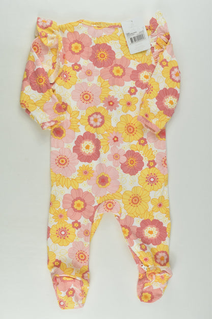 NEW Dymples Size 00 Retro Flowers Footed Romper