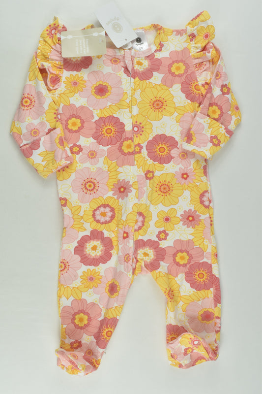NEW Dymples Size 00 Retro Flowers Footed Romper