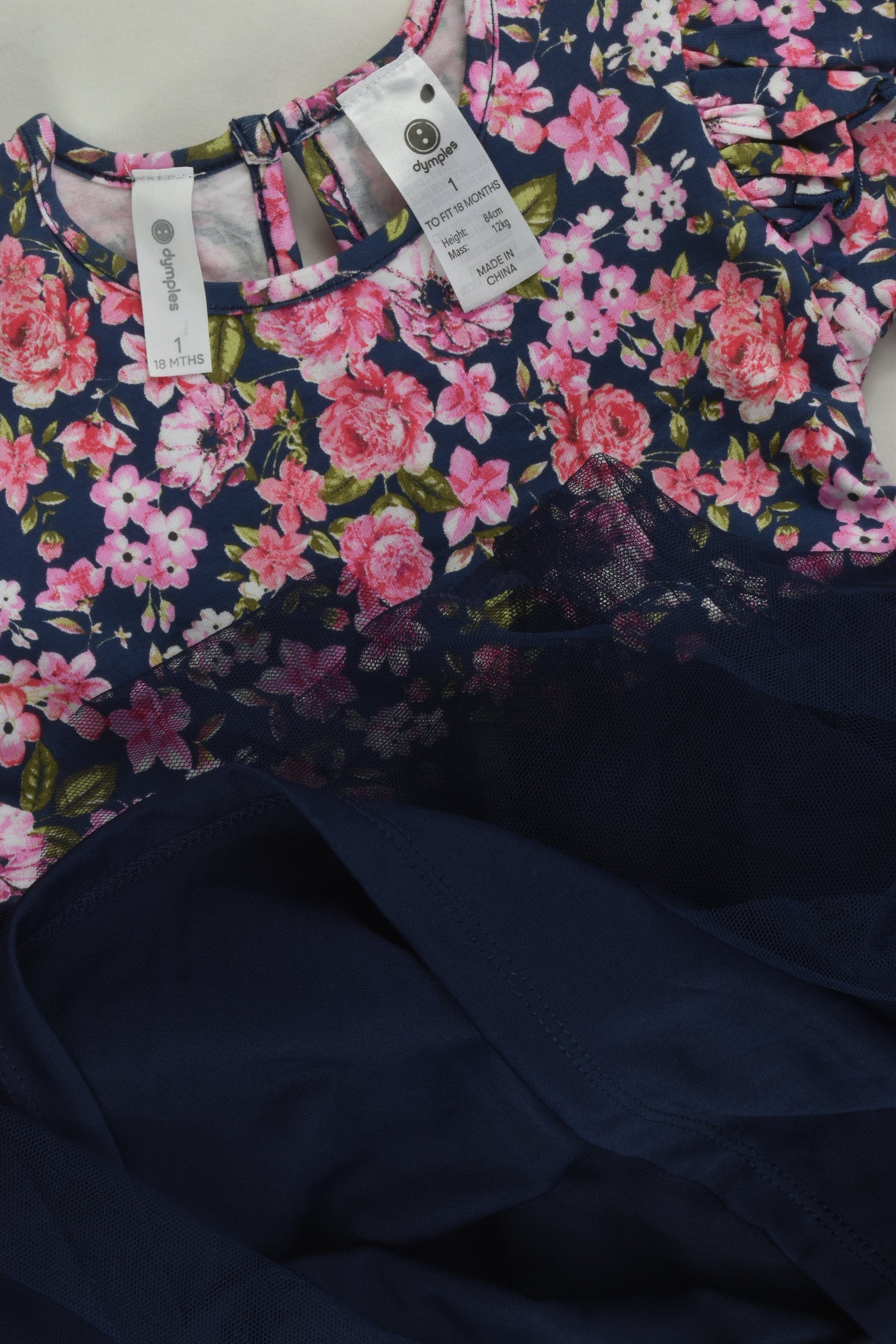 NEW Dymples Size 1 (18 months) Floral Ruffle Tulle Dress