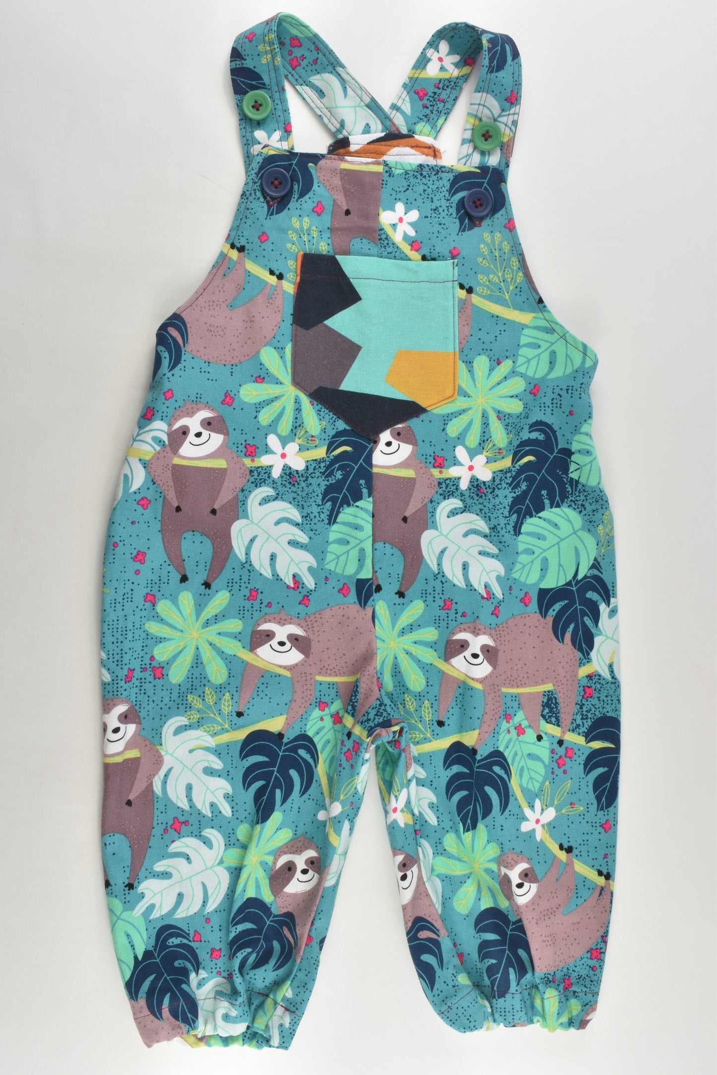 NEW Funbum by Hobzee Size 2 Handmade Sloth Overalls