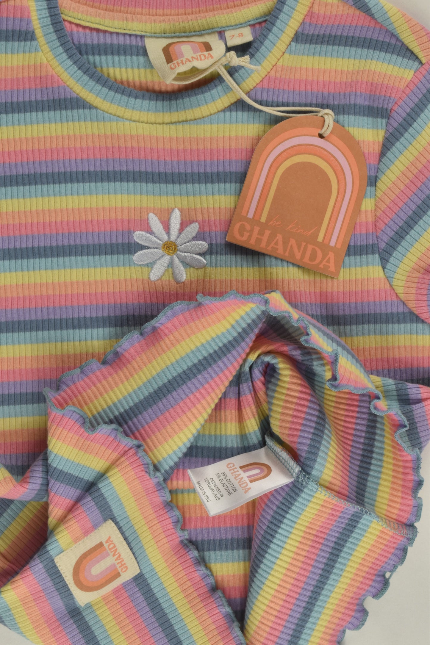 NEW Ghanda Size 7-8 Ribbed T-shirt