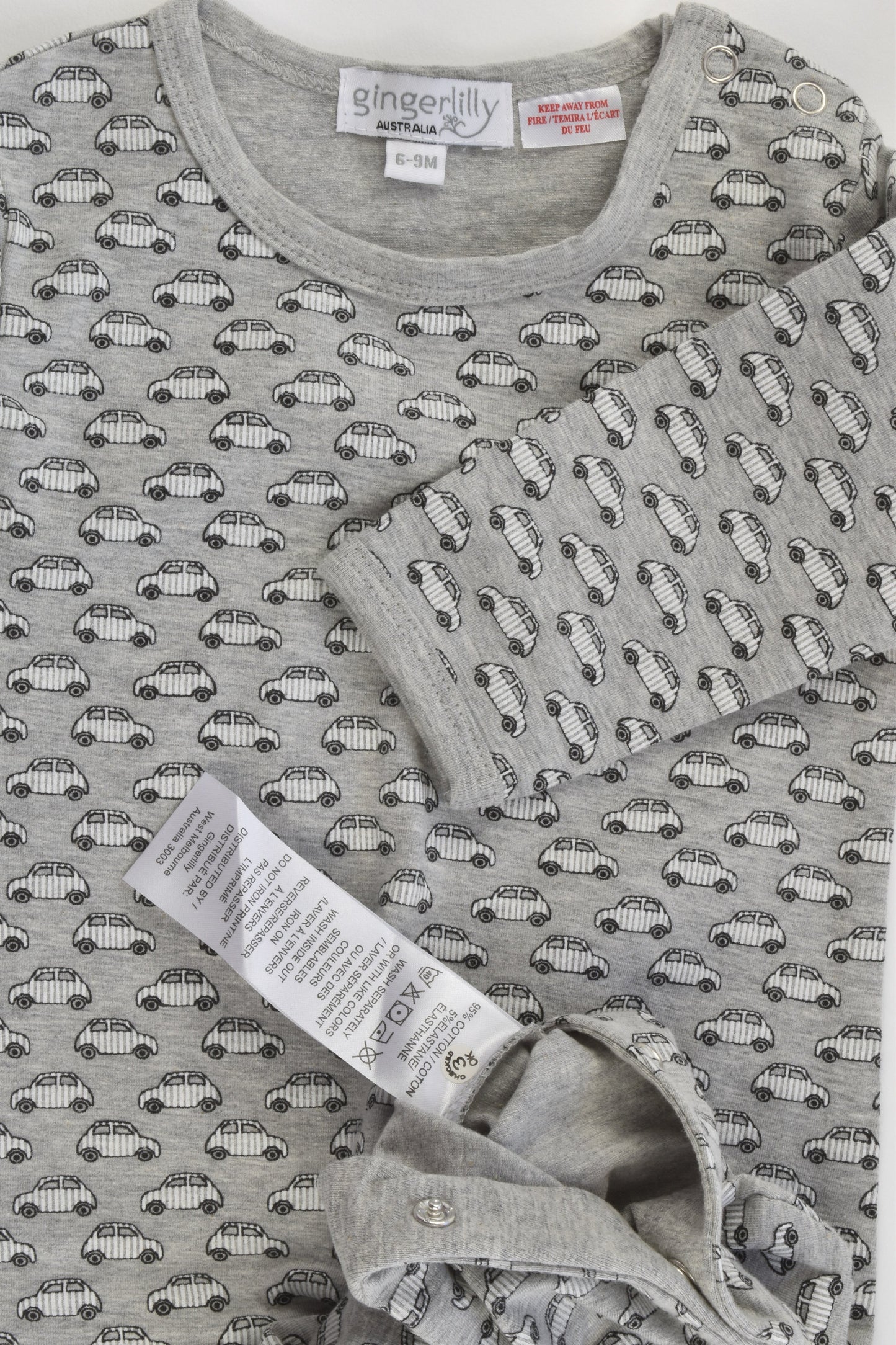 NEW Gingerlilly (AU) Size 0 (6-9 months) Cars Footed Romper