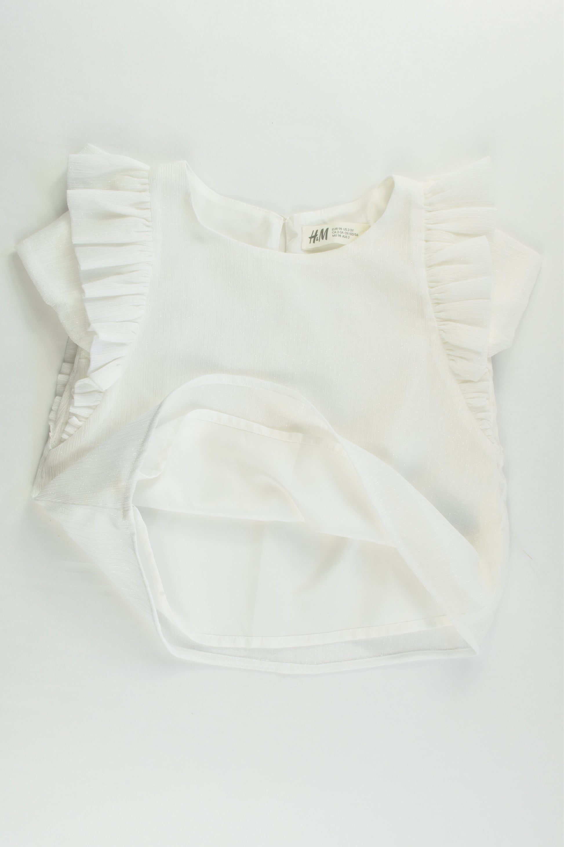 NEW H&M Size 3 (98 cm) Ruffle Sleeve Lined Blouse