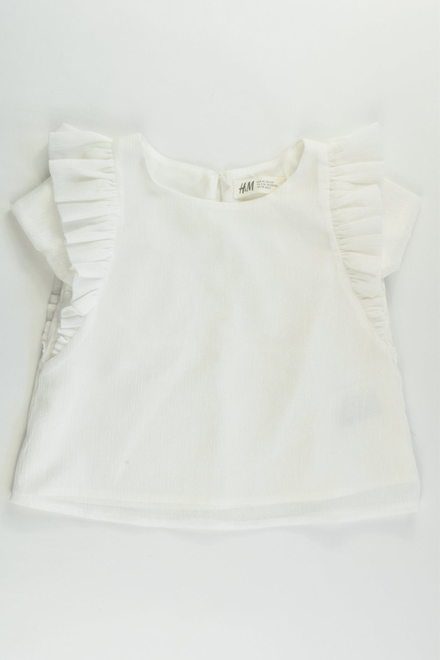 NEW H&M Size 3 (98 cm) Ruffle Sleeve Lined Blouse