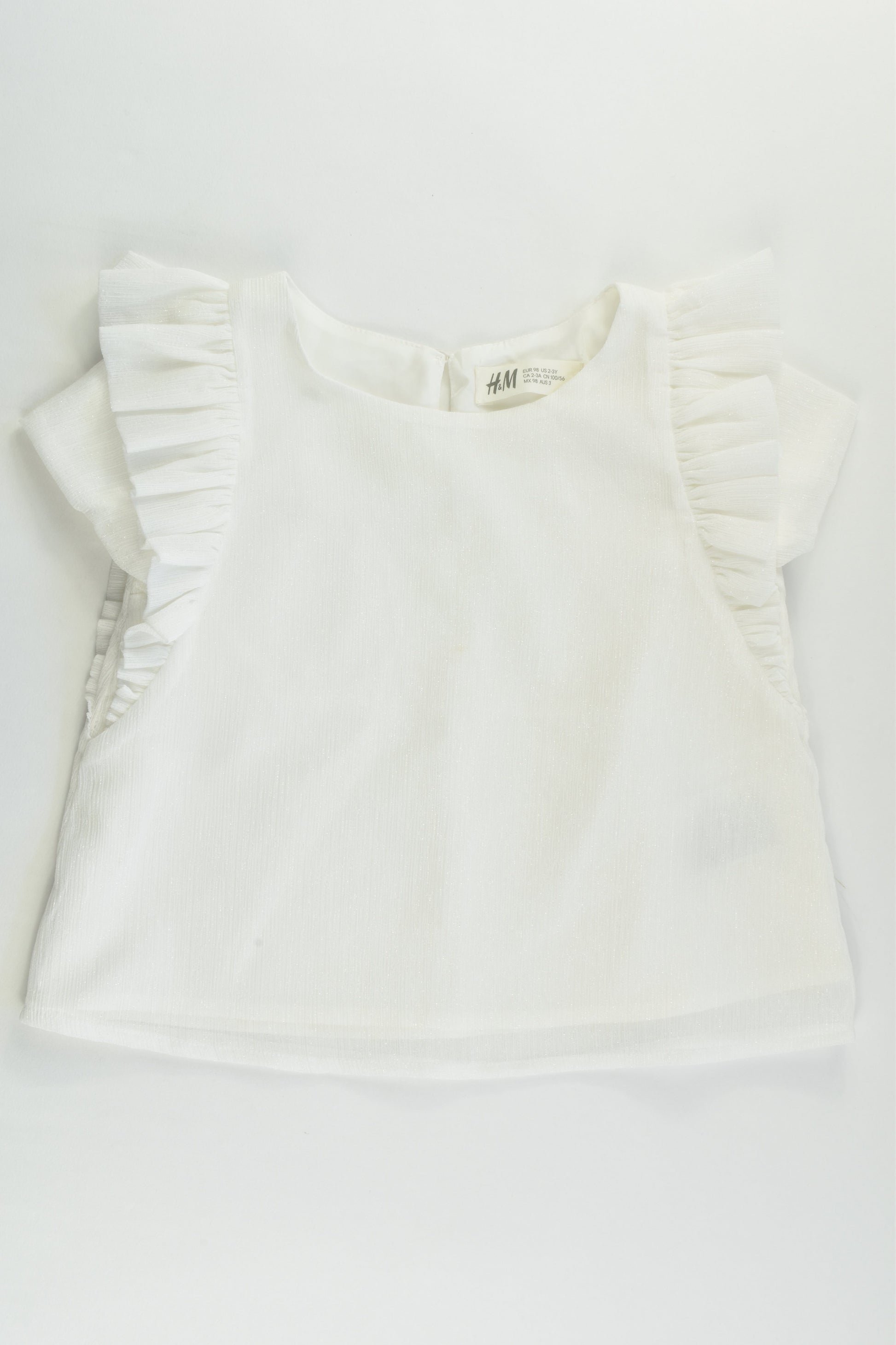 NEW H&M Size 3 (98 cm) Ruffle Sleeve Lined Blouse