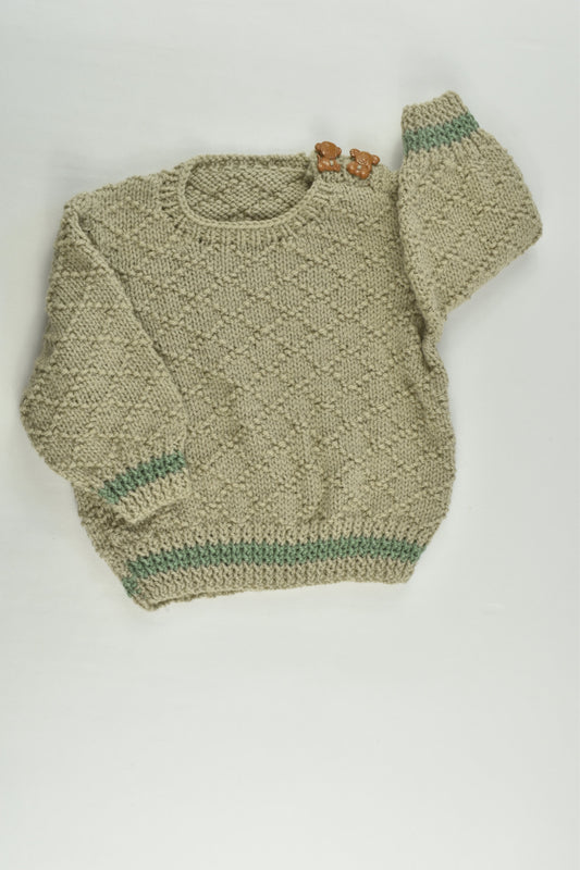 NEW Handmade Size approx 0-1 Monkey and Koala Buttons Knitted Jumper