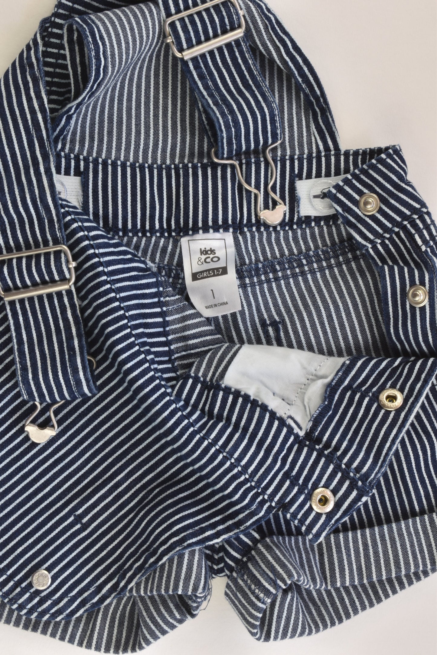 NEW Kids & Co Size 1 Striped Stretchy Short Overalls