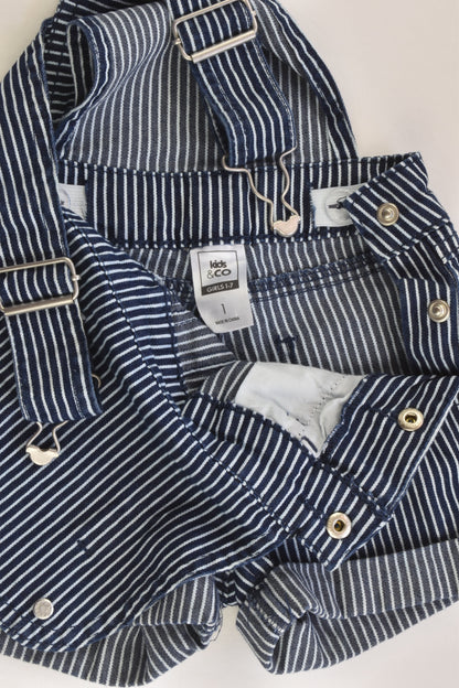 NEW Kids & Co Size 1 Striped Stretchy Short Overalls