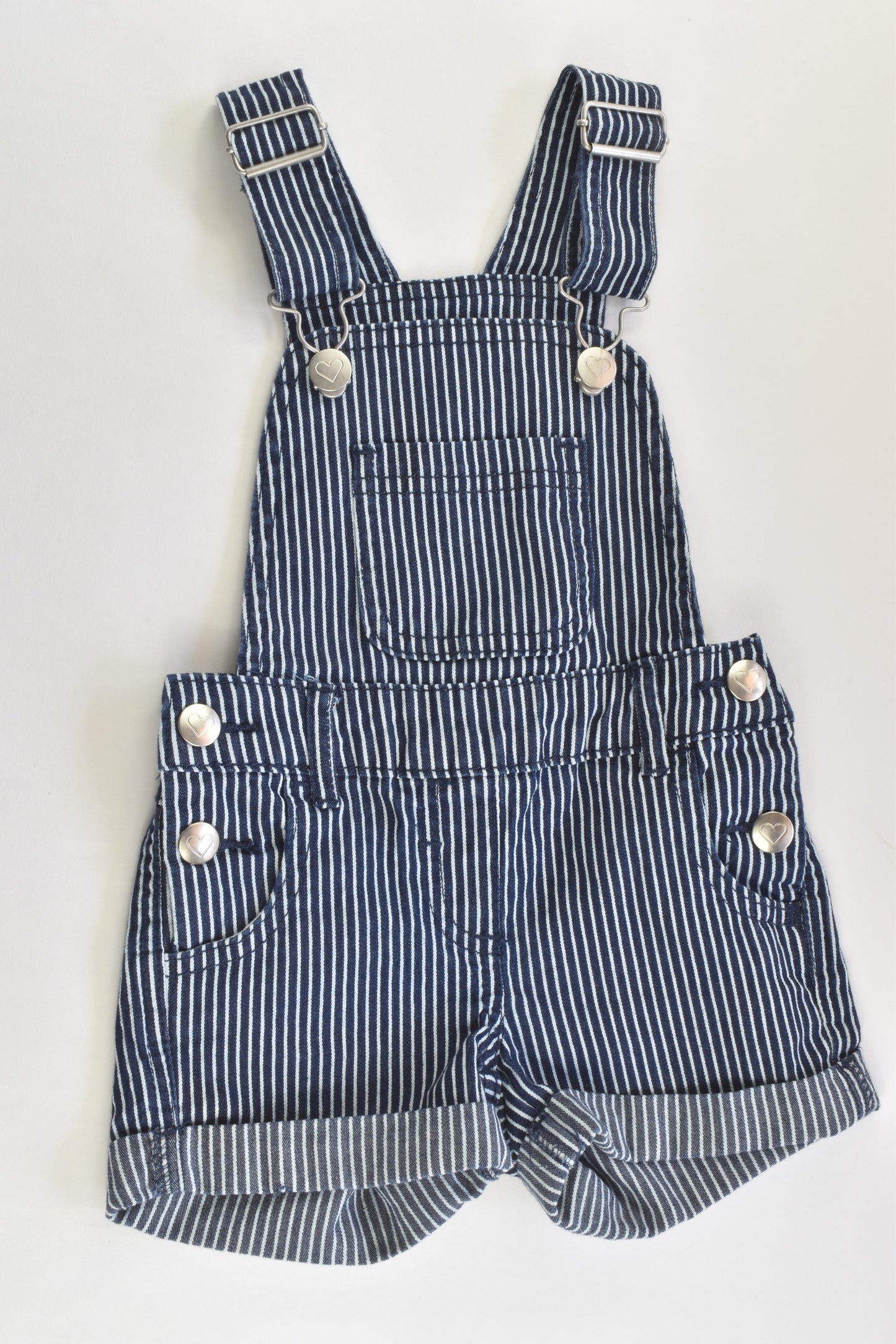 NEW Kids & Co Size 1 Striped Stretchy Short Overalls