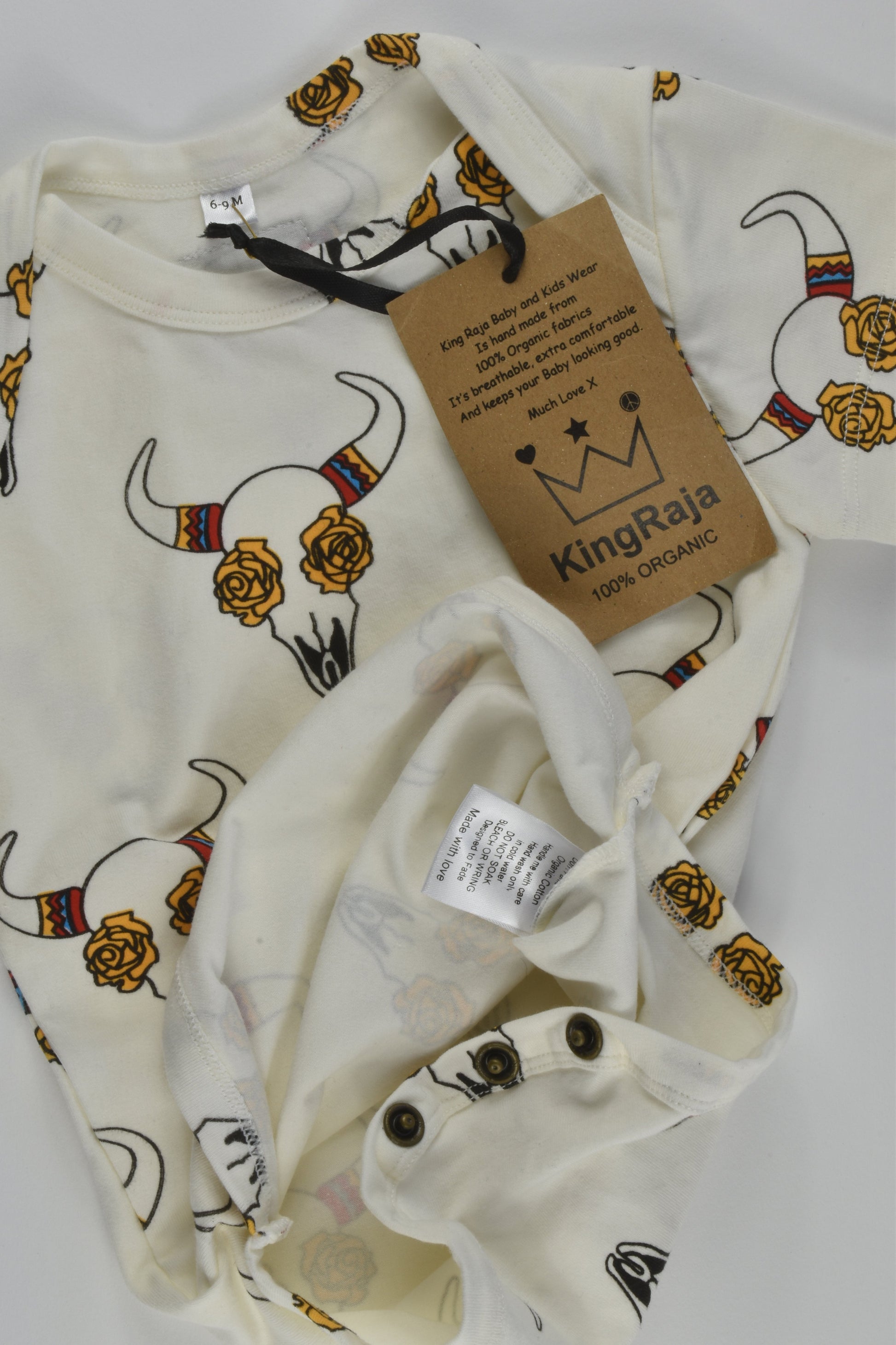 NEW King Raja Organics Size 0 Cow Skull Bodysuit