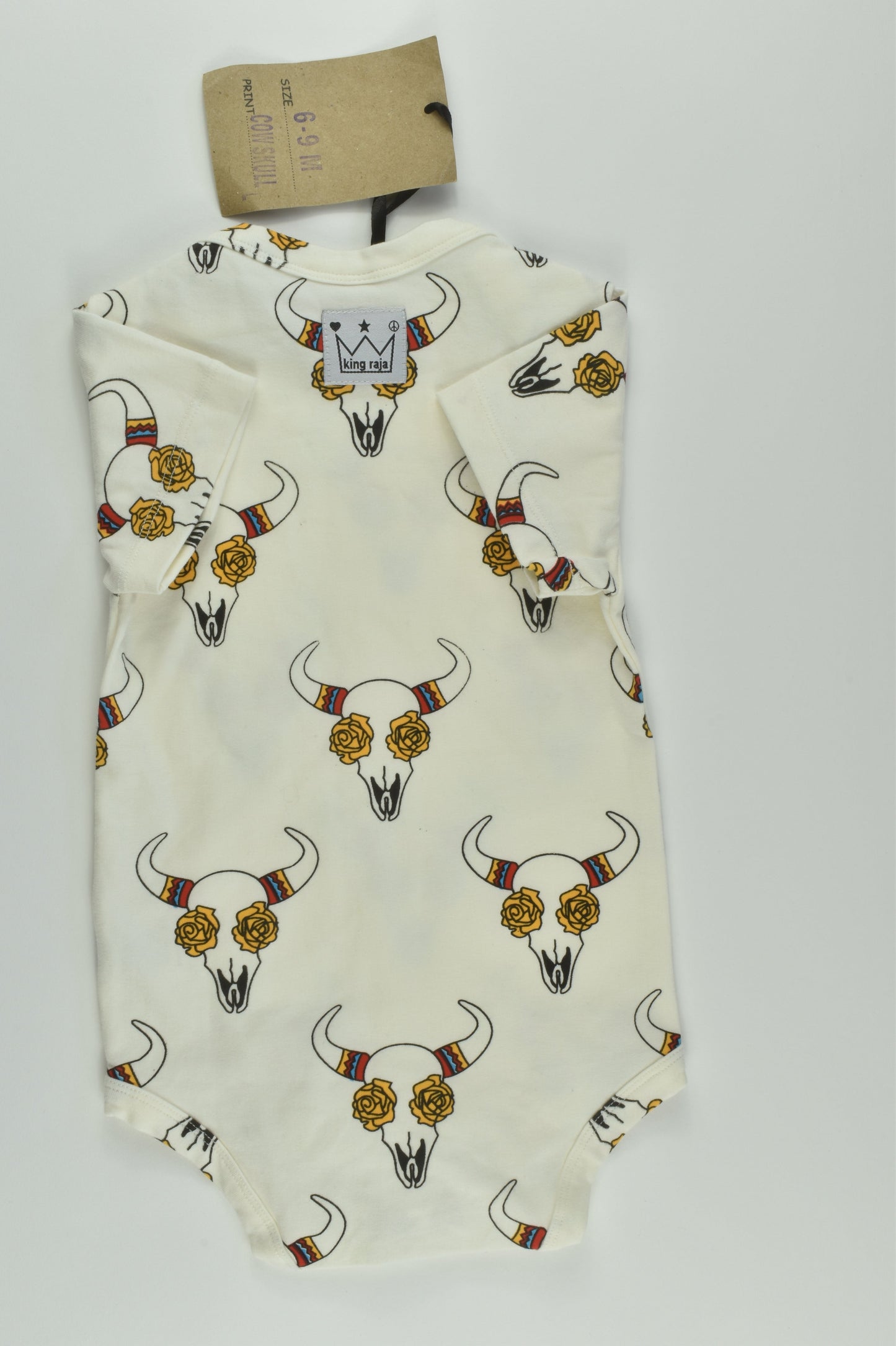 NEW King Raja Organics Size 0 Cow Skull Bodysuit