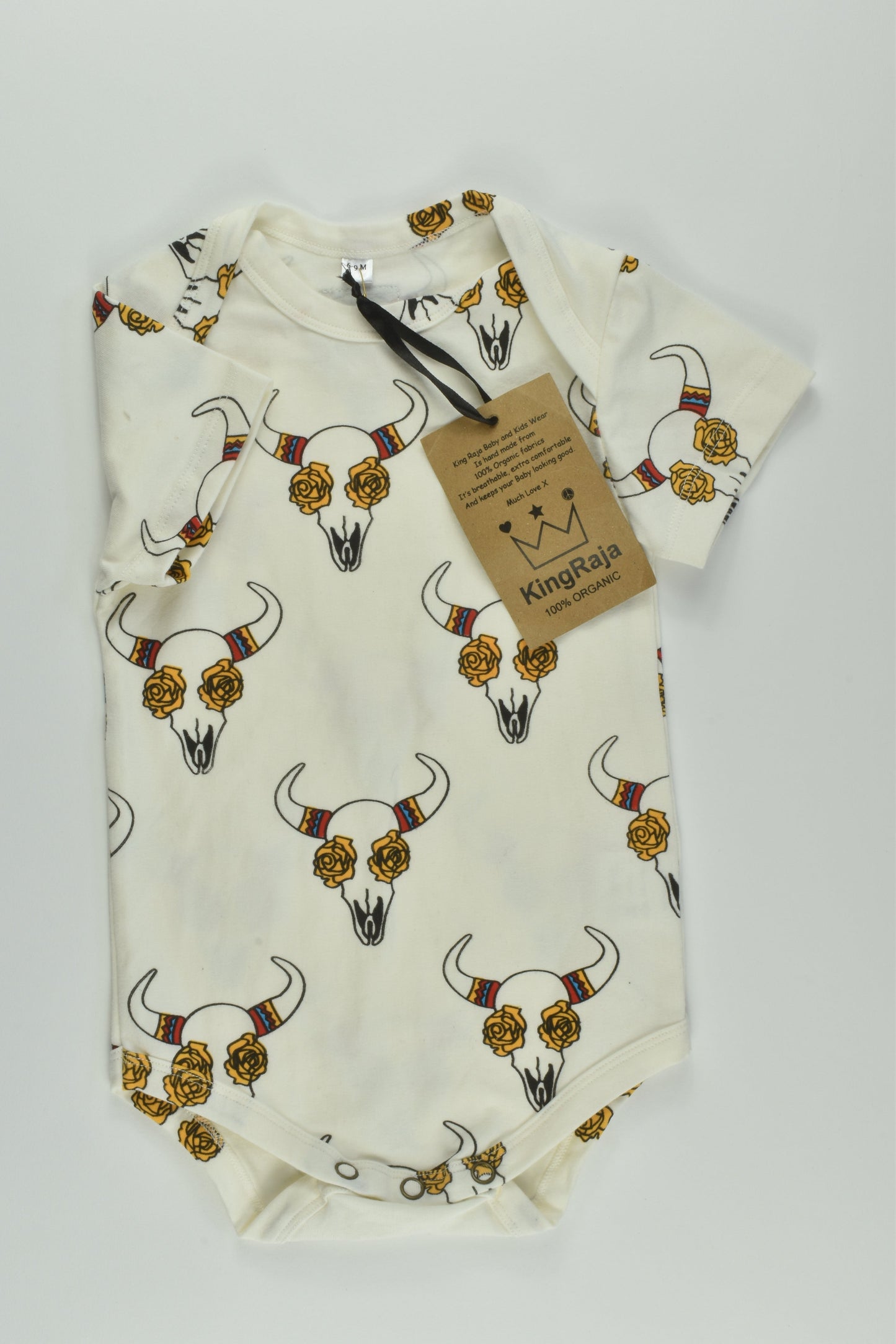 NEW King Raja Organics Size 0 Cow Skull Bodysuit