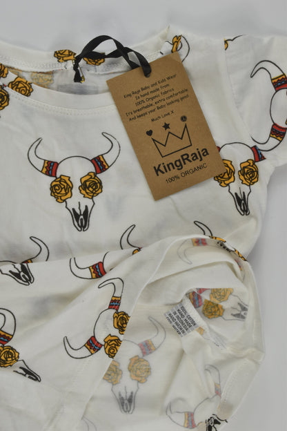 NEW King Raja Organics Size 1 Cow Skull T-shirt