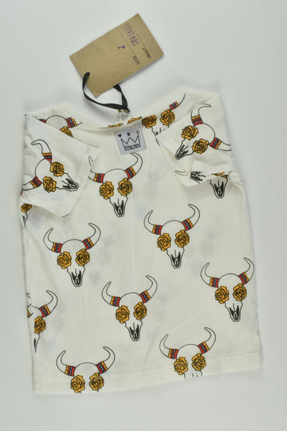 NEW King Raja Organics Size 1 Cow Skull T-shirt