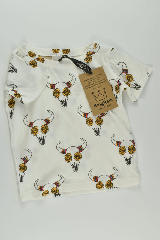 NEW King Raja Organics Size 1 Cow Skull T-shirt