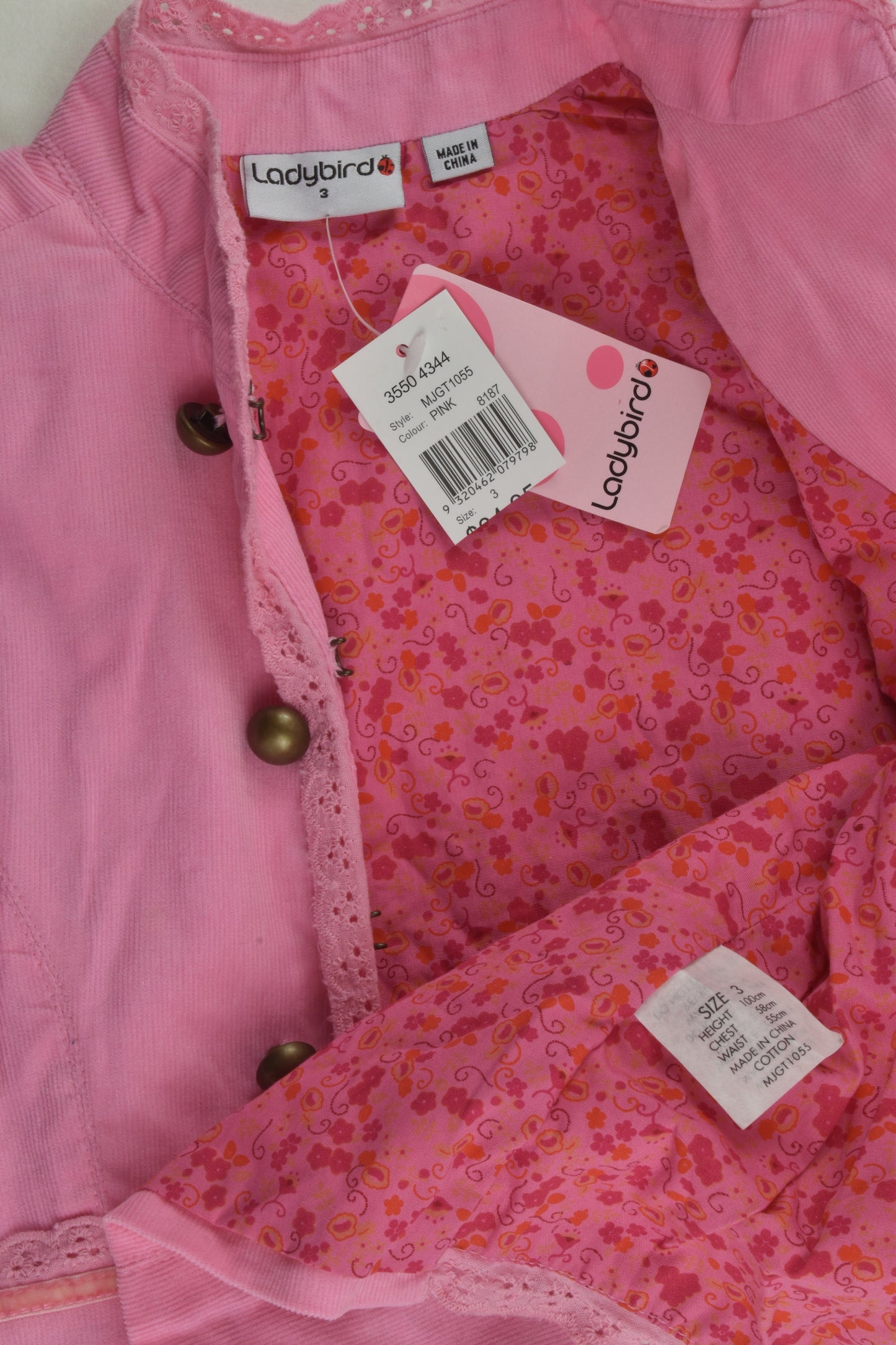 NEW Ladybird Size 3 Lined Cord Jacket