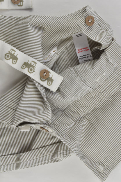 NEW M&Co Size 0 (9-12 months) Striped Tractor Short Overalls