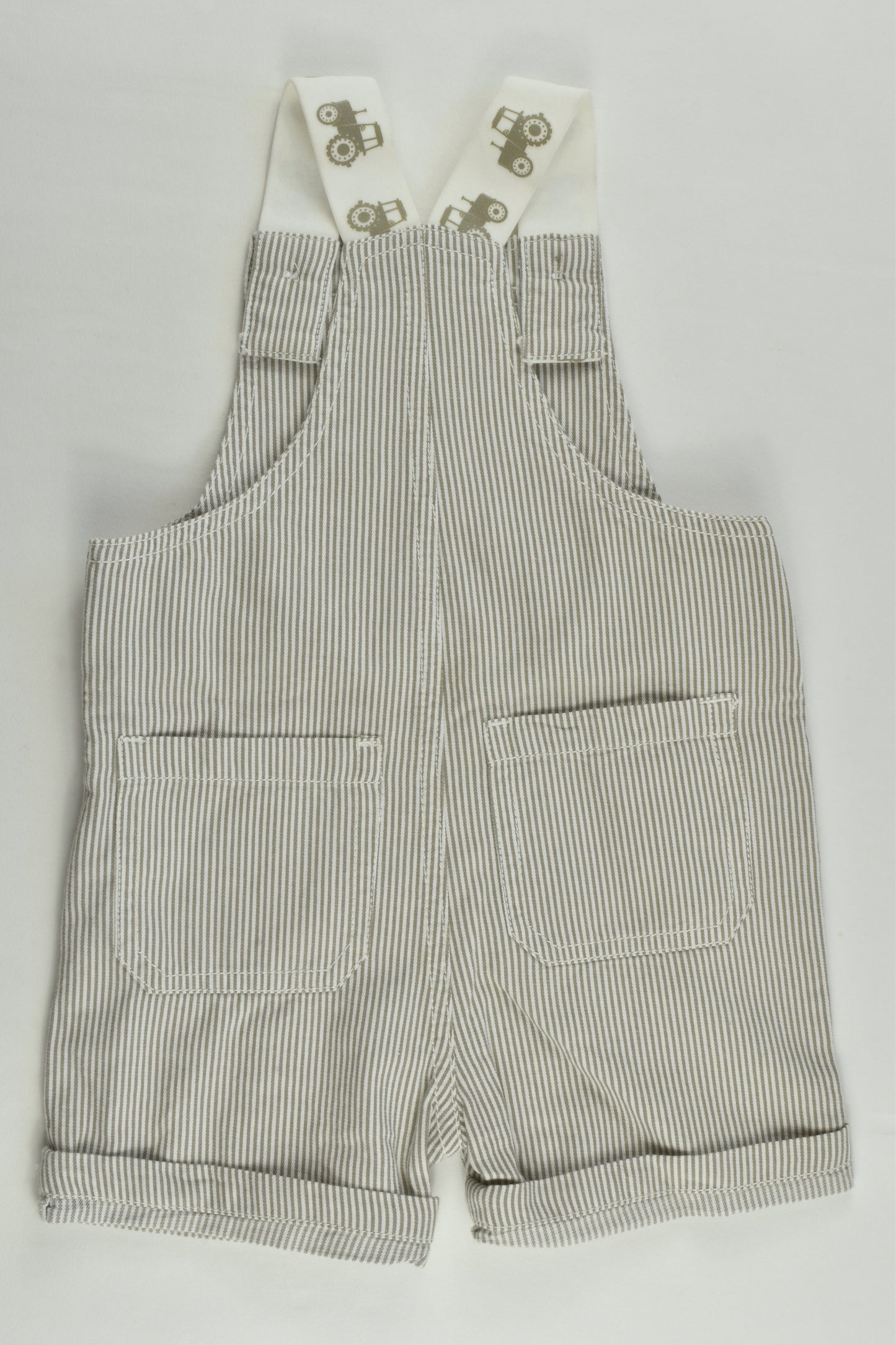 NEW M&Co Size 0 (9-12 months) Striped Tractor Short Overalls