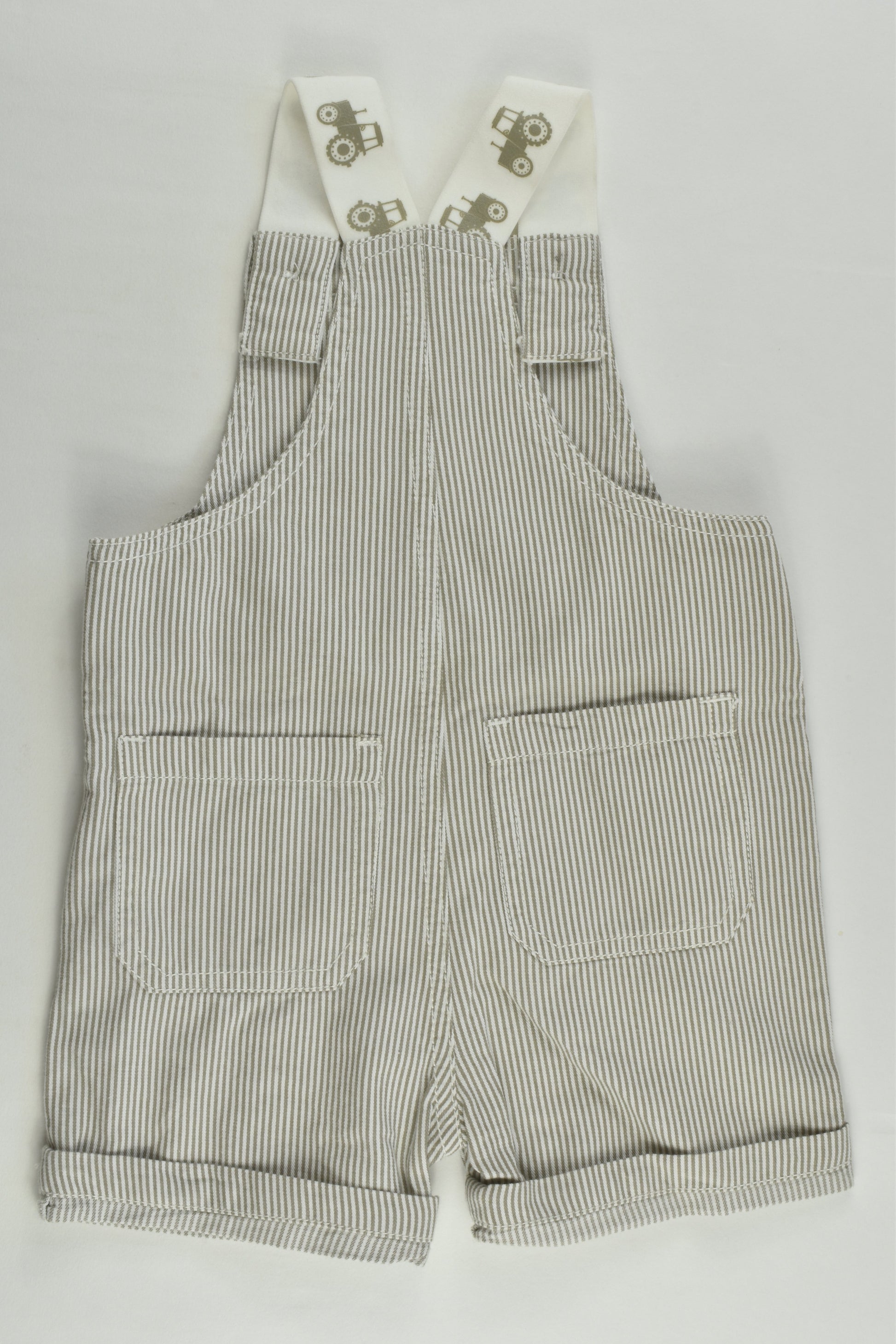NEW M&Co Size 0 (9-12 months) Striped Tractor Short Overalls