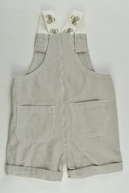 NEW M&Co Size 0 (9-12 months) Striped Tractor Short Overalls