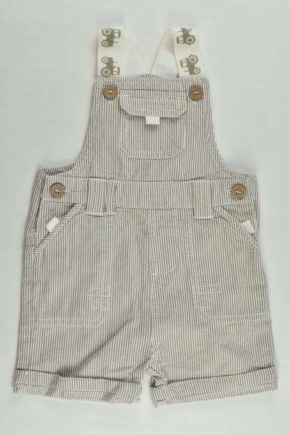 NEW M&Co Size 0 (9-12 months) Striped Tractor Short Overalls