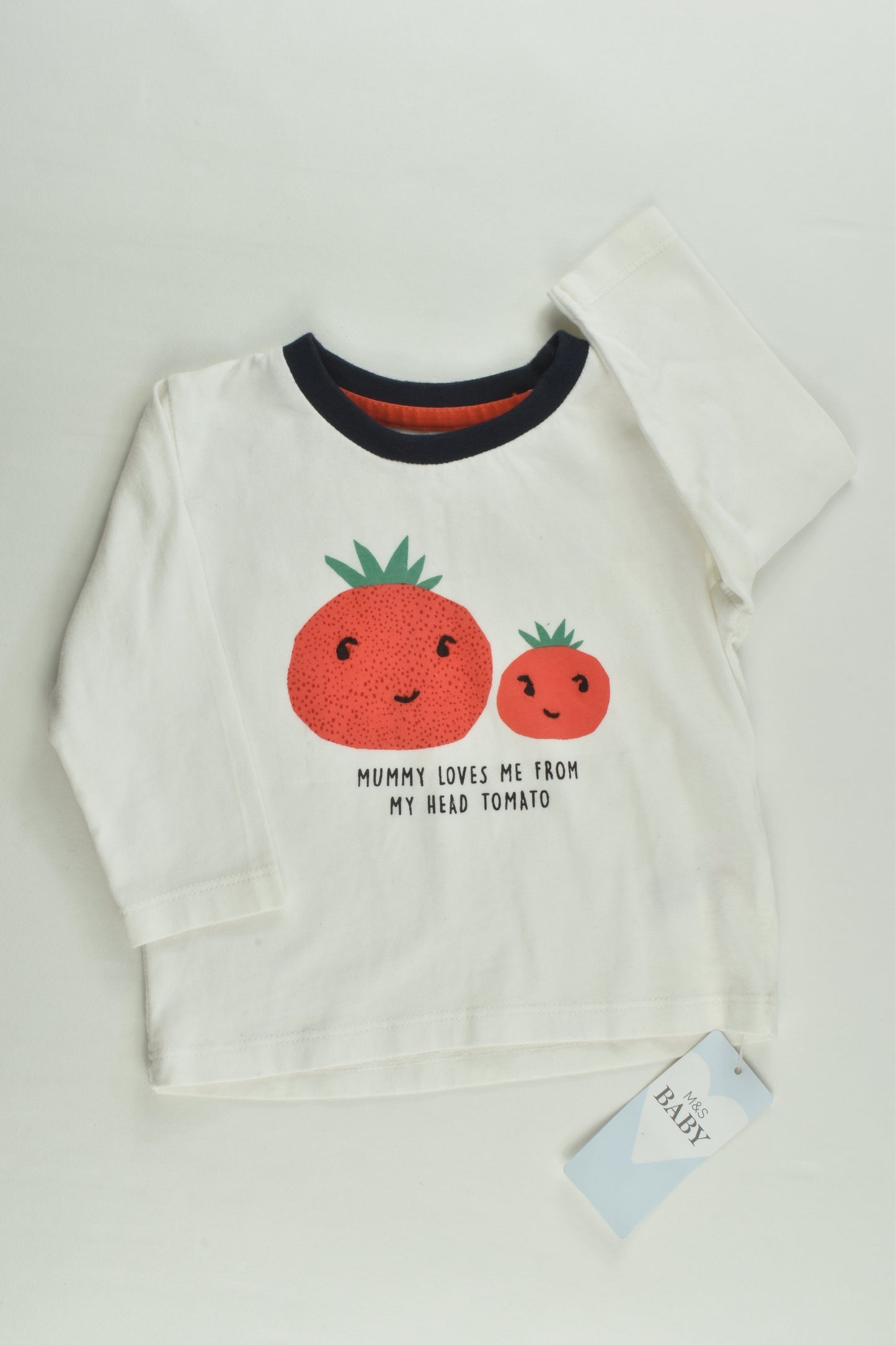 NEW Marks & Spencer Size 00 (3-6 months) 'Mummy Loves Me From My Head Tomato' Top