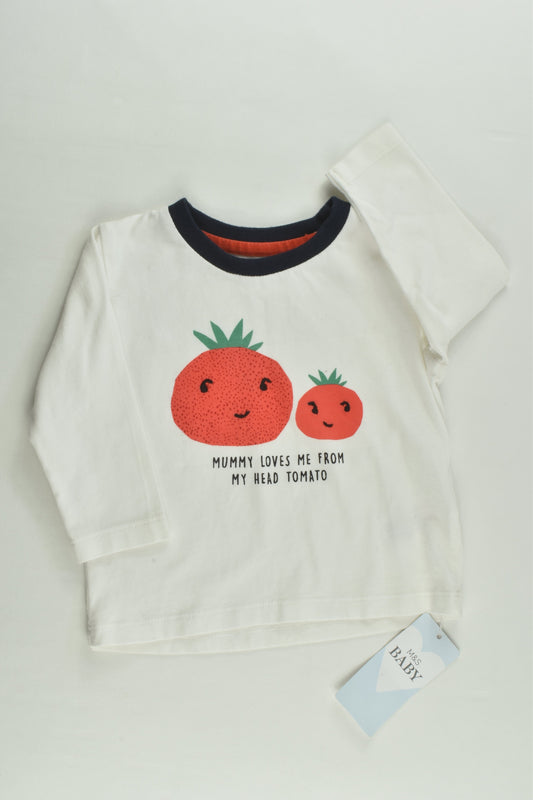 NEW Marks & Spencer Size 00 (3-6 months) 'Mummy Loves Me From My Head Tomato' Top