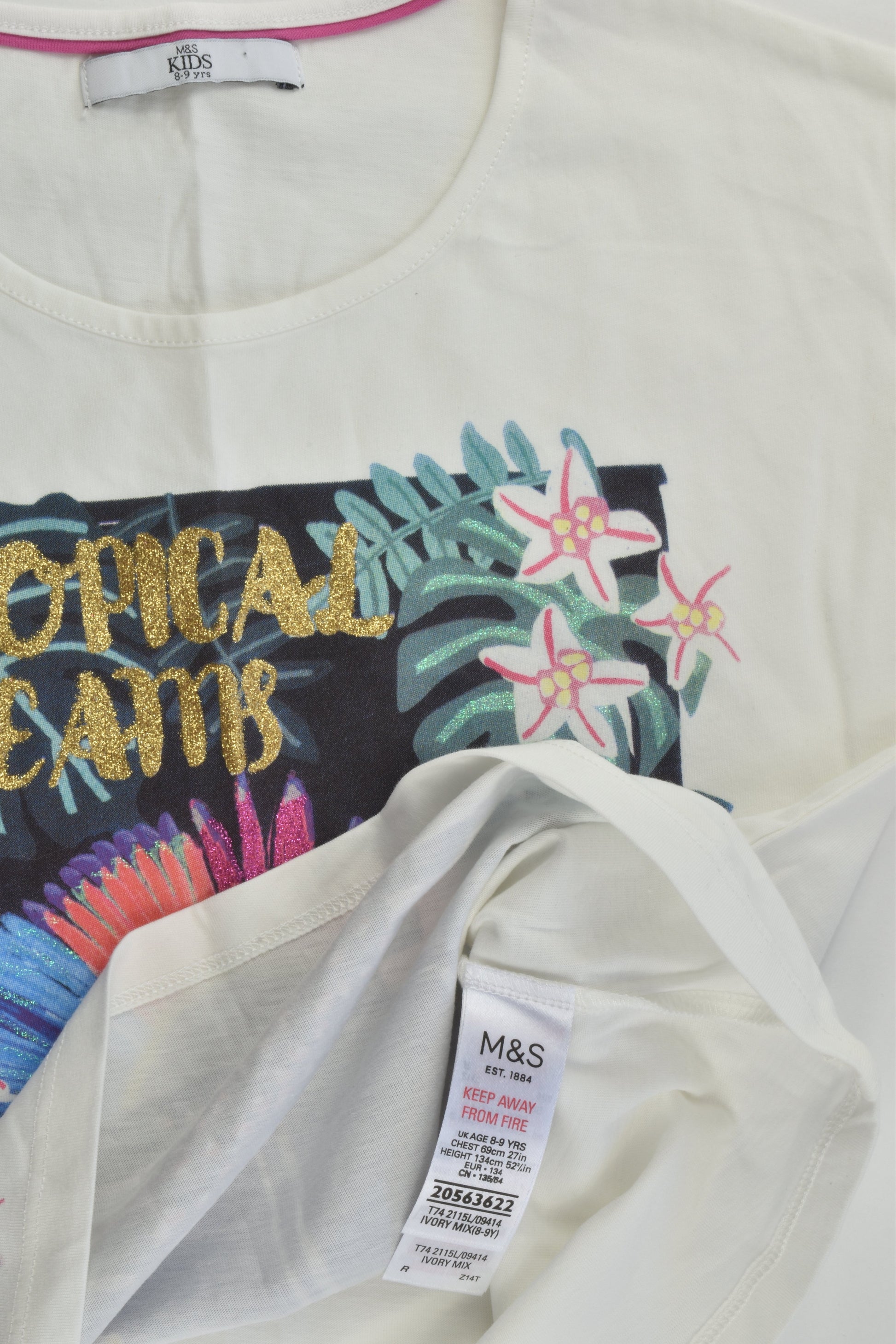 NEW Marks & Spencer Size 8-9 'Tropical Dreams' T-shirt
