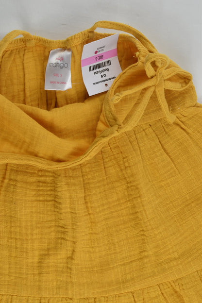NEW Mini Mango Size 3 Mustard Muslin Dress
