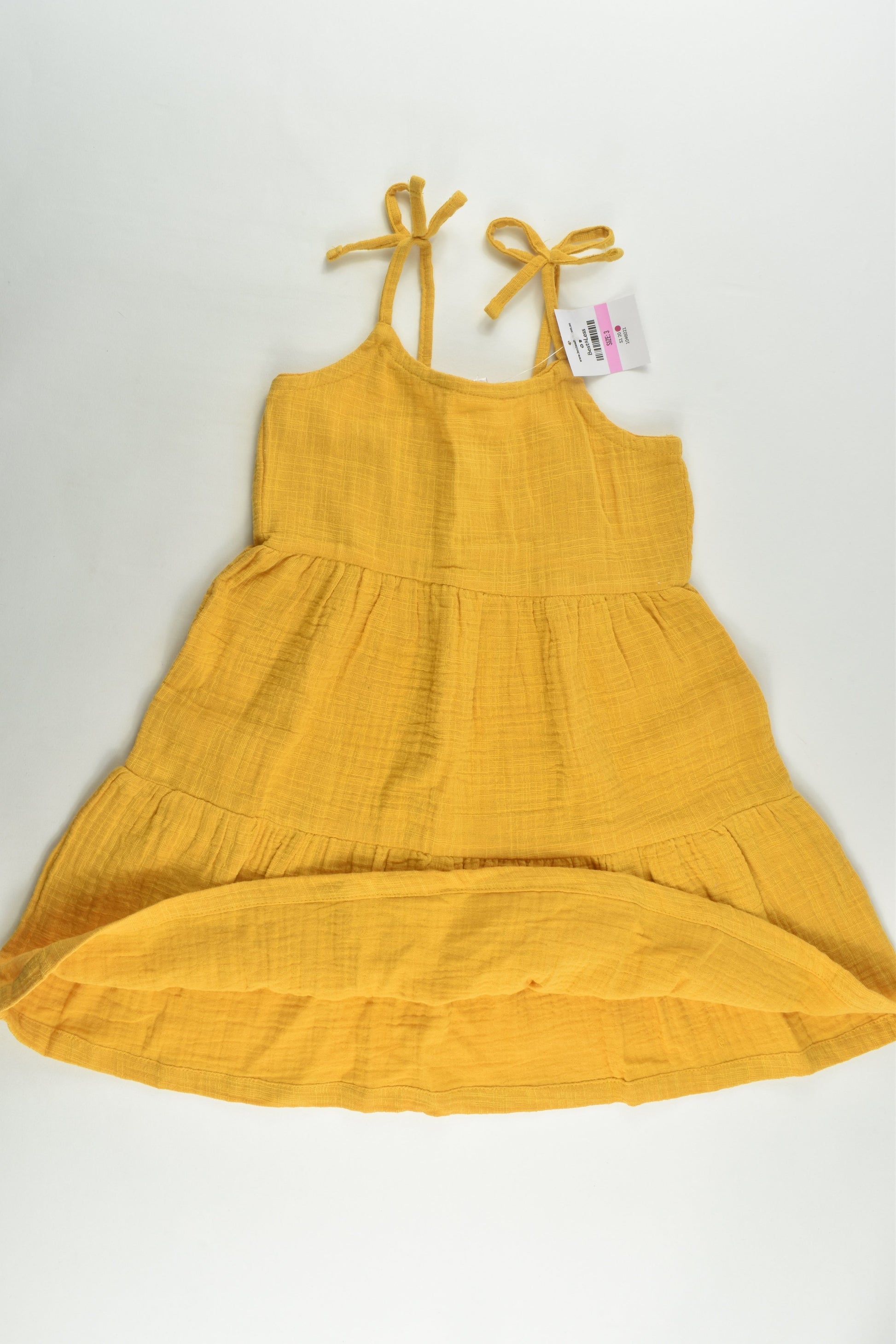 NEW Mini Mango Size 3 Mustard Muslin Dress