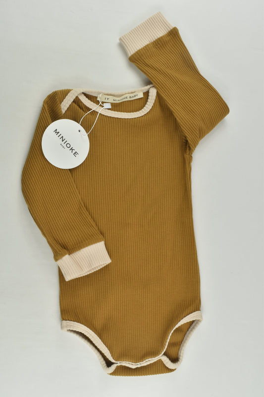 NEW Minioke Baby Size 1 Ribbed Bodysuit