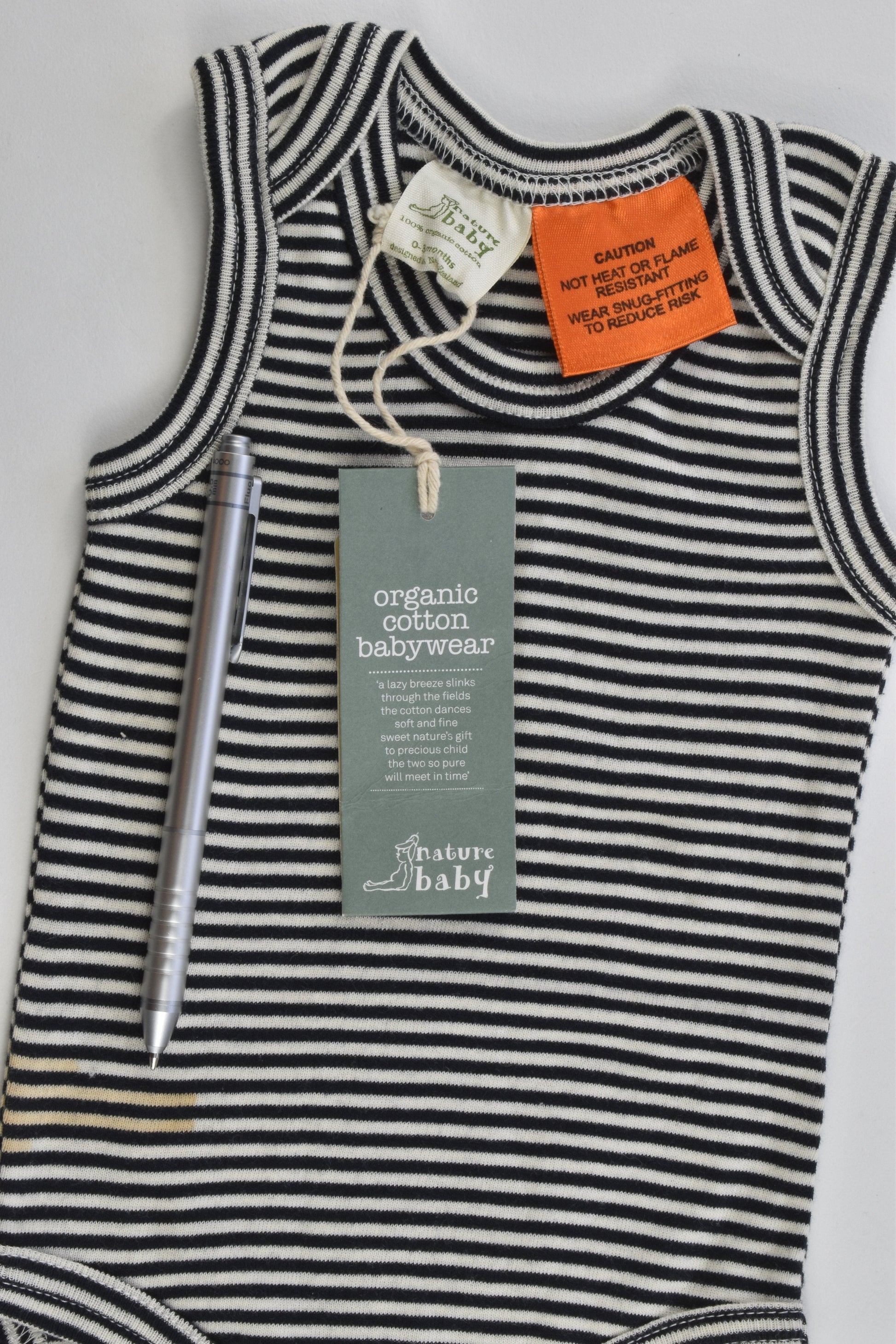NEW Nature Baby Size 0-3 months Organic Striped Bodysuit